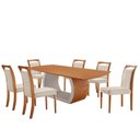 Ver imagem 2 de Mesa Ellis 180cm Tampo Laminado Canto Barril com 6 Cadeiras Munique