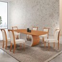 Ver imagem 1 de Mesa Ellis 180cm Tampo Laminado Canto Barril com 6 Cadeiras Munique