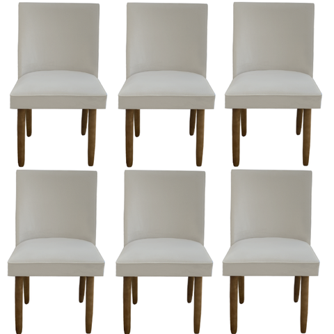 Kit 06 Cadeiras Para Sala De Jantar Tóquio Pés palito Suede Bege - D'Classe Decor