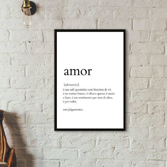 Quadro Decorativo Definição de Amor 45x34cm - com vidro:Madeira branca - 2