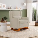 Ver imagem 5 de Poltrona Decorativa Sala de Estar Zoe com Base Balanço Sintético Bege - Abmaza