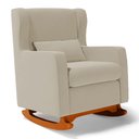 Ver imagem 2 de Poltrona Decorativa Sala de Estar Zoe com Base Balanço Sintético Bege - Abmaza