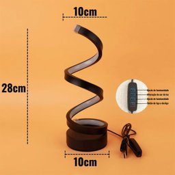 Abajur Luminária de Mesa Moderno Modelo Espiral Led Embutido com Dimmer Bivolt 110v / 220v - 7