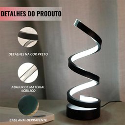 Abajur Luminária de Mesa Moderno Modelo Espiral Led Embutido com Dimmer Bivolt 110v / 220v - 8