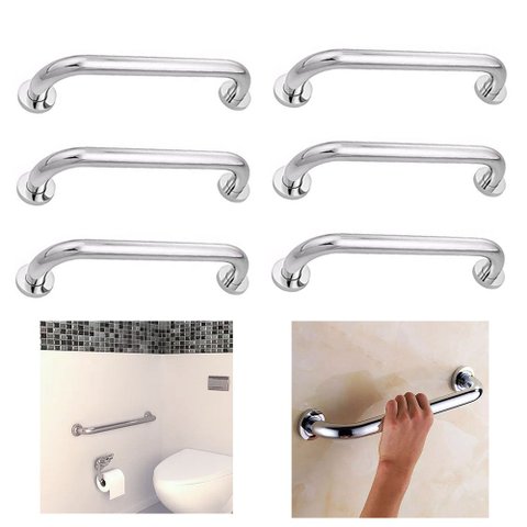 Alça de Apoio 30cm Barra Inox Segurança Kit 6 Unidades Cadeirante Idoso Acessibilidade Banheiro Box 