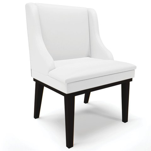 Cadeira Decorativa Sala de Jantar Base Fixa de Madeira Firenze PU Branco Fosco/Preto G19 - Gran Belo
