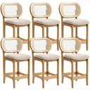 Ver imagem 1 de Kit 6 Banquetas Baixa Bar Cozinha Sala de Jantar Betta L02 Mel Tela Suede Bege - Lyam Decor