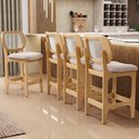 Ver imagem 6 de Kit 6 Banquetas Baixa Bar Cozinha Sala de Jantar Betta L02 Mel Tela Suede Bege - Lyam Decor