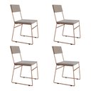 Ver imagem 1 de Kit 4 Cadeiras de Jantar Málaga Veludo Base Cobre para Sala Cozinha Conforto Decor - Cobre/bege