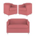 Ver imagem 1 de Kit Sofá Namoradeira + 02 Poltrona Tilla Recepção Sala Suede Cor:Rosa
