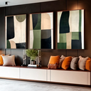 Ver imagem 2 de Quadro Decorativo Abstrato Geométrico Verde e Preto