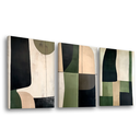 Ver imagem 1 de Quadro Decorativo Abstrato Geométrico Verde e Preto