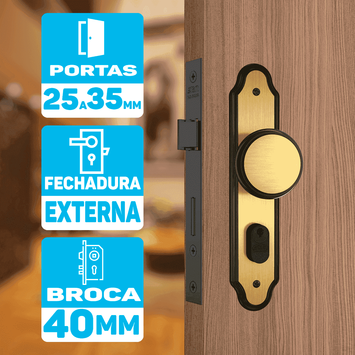 Fechadura para Porta Externa Broca 40mm Espelho Oxidado Stam Fech. 803/08 - Esp. Oxidado E-coat (g) - 5