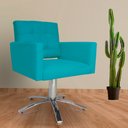 Ver imagem 2 de Poltrona Decorativa Camila Pés Metal Giratório Suede Azul Turquesa - DS Estofados