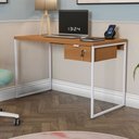 Ver imagem 1 de Mesa Escrivaninha Leone 118 Cm 1 Gaveta Canela/branco - Kappesberg