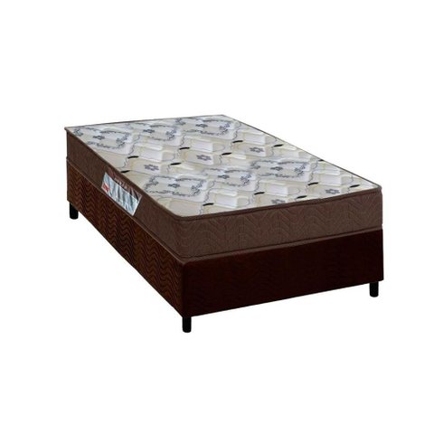 Cama Box Solteiro: Colchão Ortopédico Ortobom D45 Iso 150 Mega Firme + Base Crc Suede Brown (