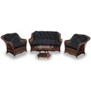 Ver imagem 1 de Conjunto de Sofá Fibra Sintética Naja - 1 Sofá 2 L + 2 Poltronas + 1 Mesa Centro - Tecido Duna Preto
