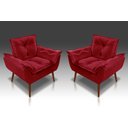 Ver imagem 1 de Kit 02 Poltrona Opala C/fibra Siliconada Suede Vermelho - Tucanos Estofados