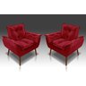 Kit 02 Poltrona Opala C/fibra Siliconada Suede Vermelho - Tucanos Estofados - 1