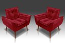 Ver imagem 1 de Kit 02 Poltrona Opala C/fibra Siliconada Suede Vermelho - Tucanos Estofados