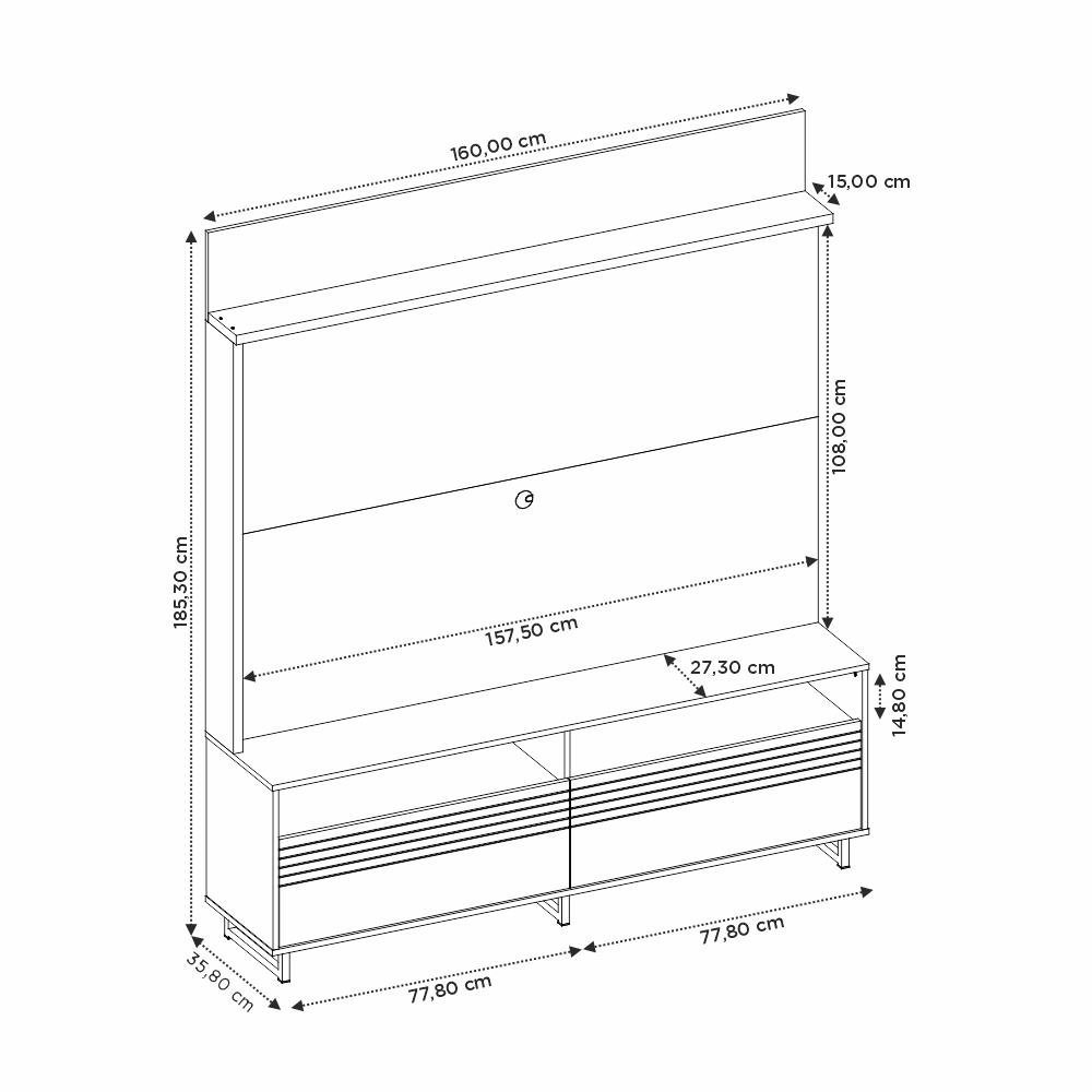 Estante Home NT1300 Para Tv Até 65 Polegadas Freijó Trend/ Off White Notável Móveis - 8