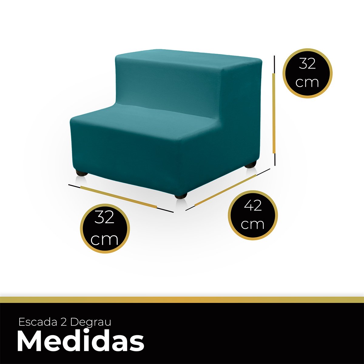 Escada Estofada Escadinha 2 Degraus para Maca Estetica Clinica Tatuagem Cílios Suede Luxo com Capa P - 6