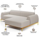 Ver imagem 4 de Sofá 3 Lugares com Chaise Direito para Sala de Estar Molino 230cm D02 Base Castanho Pés D'ouro Boucl