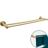 Suporte Porta Toalha Duplo Dourado Escovado Toalheiro 60cm Aço Inox Fosco Acessorio Parede Banheiro: - 1