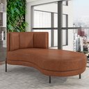 Ver imagem 2 de Sofá Chaise Longue Sala de Estar Living Lucca Direito D02 Couríssimo Marrom B-38 - Lyam Decor