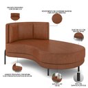 Ver imagem 3 de Sofá Chaise Longue Sala de Estar Living Lucca Direito D02 Couríssimo Marrom B-38 - Lyam Decor