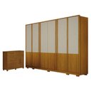Ver imagem 1 de Guarda Roupa Casal Urban 6 Portas Off White com Cômoda São Paulo 6 Gavetas 2 Portas Cinamomo – Leife
