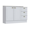 Ver imagem 1 de Gabinete P/ Pia Cozinha Balcão C/ Tampo Americana C/ 2 Portas e 3 Gavetas 120cm Branco - Henn