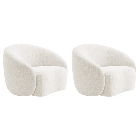 Kit 02 Poltronas Orgânica Luxo Recepção Amore Bouclé