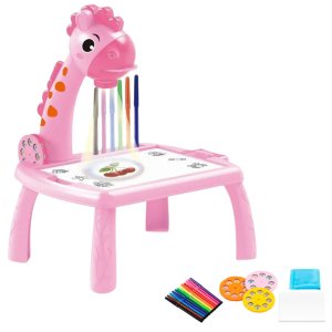 Lousa Mágica com Projetor Girafinha - Desenhar e Aprender Cor:rosa