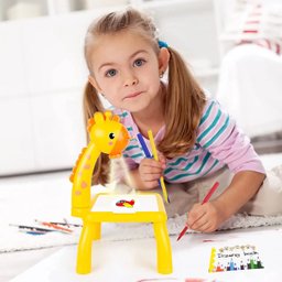 Lousa Mágica com Projetor Girafinha - Desenhar e Aprender Cor:rosa - 3
