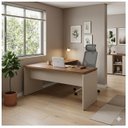 Ver imagem 5 de Mesa em L (Mesa 1,50m + Mesa Auxiliar) c/ Gavetas (Tampo 40mm) Nogal Sevilha / Champanhe