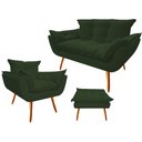 Ver imagem 1 de Kit Namoradeira + 1 Poltrona + 1 Puff Decorativo Opala Suede Verde Pés Madeira Mz Decor