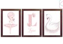 Ver imagem 1 de Quadros Decoração Quarto Menina Bailarina e Cisne com Vidro:tabaco