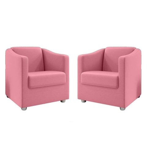 Kit 2 Poltronas Decorativa Bia Suede Rosa Dal Poz Estofados