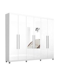 Guarda Roupa Com Espelho 6 Portas e 3 Gavetas Porto Bello Branco - Rud Rack - 3