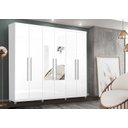 Ver imagem 1 de Guarda Roupa Com Espelho 6 Portas e 3 Gavetas Porto Bello Branco - Rud Rack