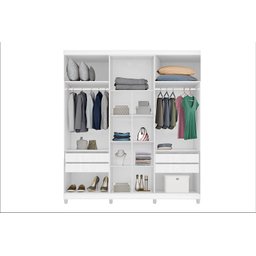 Guarda Roupa Com Espelho 6 Portas e 3 Gavetas Porto Bello Branco - Rud Rack - 2