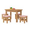 Mesinha Infantil Madeira Maciça 88x54 com 4 Banquetas Nogueira com Estofado Rosa Puzao Shop Jm - 2