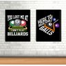 Kit 2 Quadros Decorativos Bilhar Sinuca 45x34cm:madeira Preta - 1