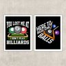 Kit 2 Quadros Decorativos Bilhar Sinuca 45x34cm:madeira Preta - 2