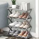 Ver imagem 2 de Sapateira Modular Ajustavel 4 Prateleiras Cinza Luxo Casa Closet Sala Estante 8 Pares Calcados