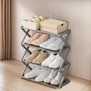 Ver imagem 3 de Sapateira Modular Ajustavel 4 Prateleiras Cinza Luxo Casa Closet Sala Estante 8 Pares Calcados