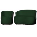 Ver imagem 1 de Kit Poltrona e 1 Namoradeira Orgânica Decorativa Beatriz Veludo Verde/pu Marrom - Montanaris Decor