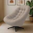Ver imagem 1 de Poltrona Mônaco Giratória com Balanço Tecido Suede Veludo Bege