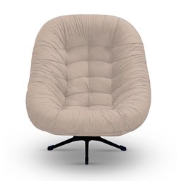 Poltrona Mônaco Giratória com Balanço Tecido Suede Veludo Bege - 2